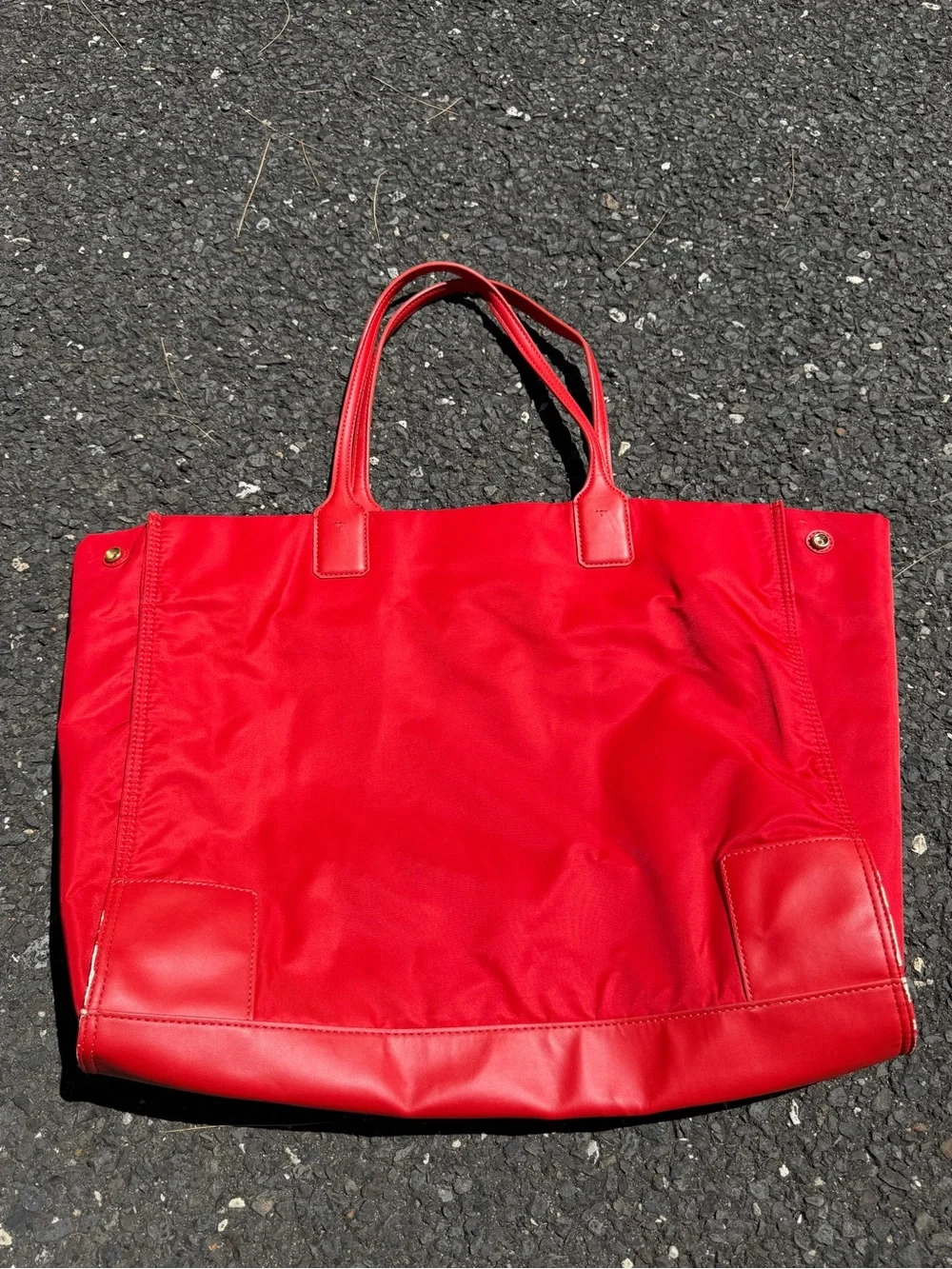 Tory Burch Ella Red Nylon Logo Tote